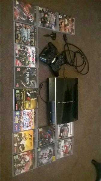 Ps3 80gb, games, controllers, docking station