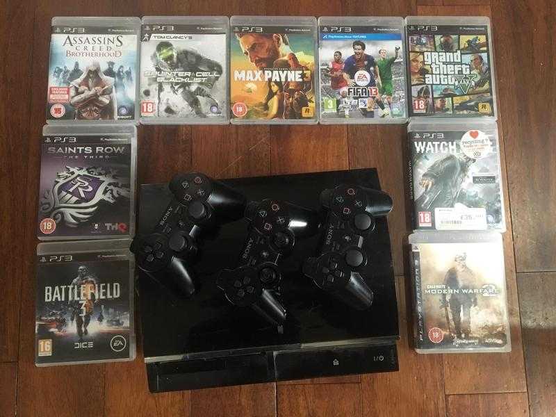 PS3 new used for 3 months with 3 controllers and 9 games