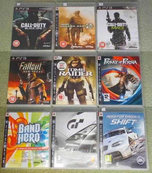 PS3 PlayStation3 Bundle of games, including Tomb Raider, COD Black Ops and Fallout