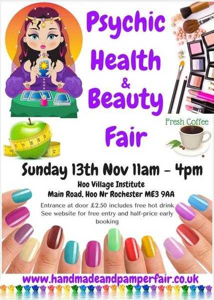 Psychic Health And Beauty Fair Sunday 13th November Hoo, Rochester