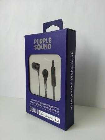 Purple Sound DG001 In Ear Headphones, Earphones and Earbuds - Designed for iOS