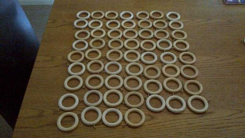 QTY 60 JOHN LEWIS WOODEN CURTAIN RINGS