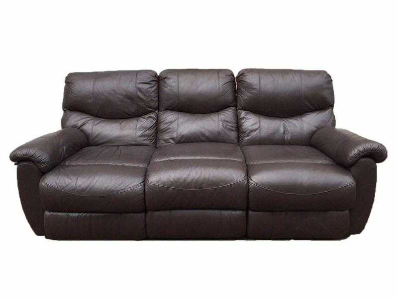 Quality 3 Seater Brown Recliner Sofa Settee Real Leather Very Comfortable For Living Room Kitchen