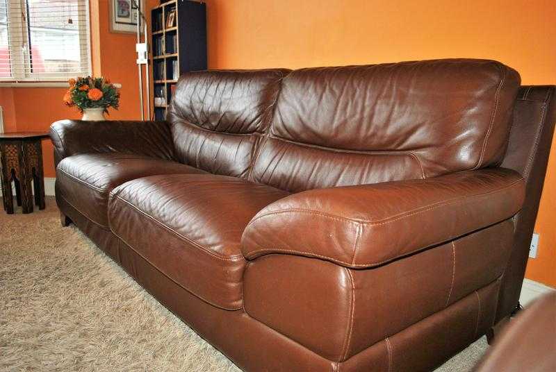 Quality leather, brown 3 seater sofa - comfortable and stylish