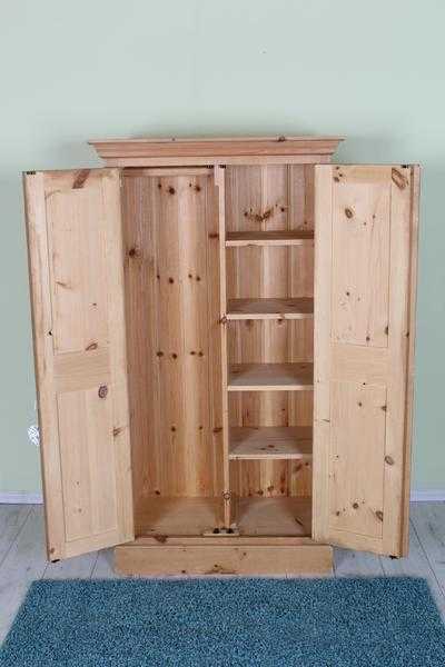 QUALITY SOLID PINE WAXED WARDROBE WITH SHELVES - CAN COURIER