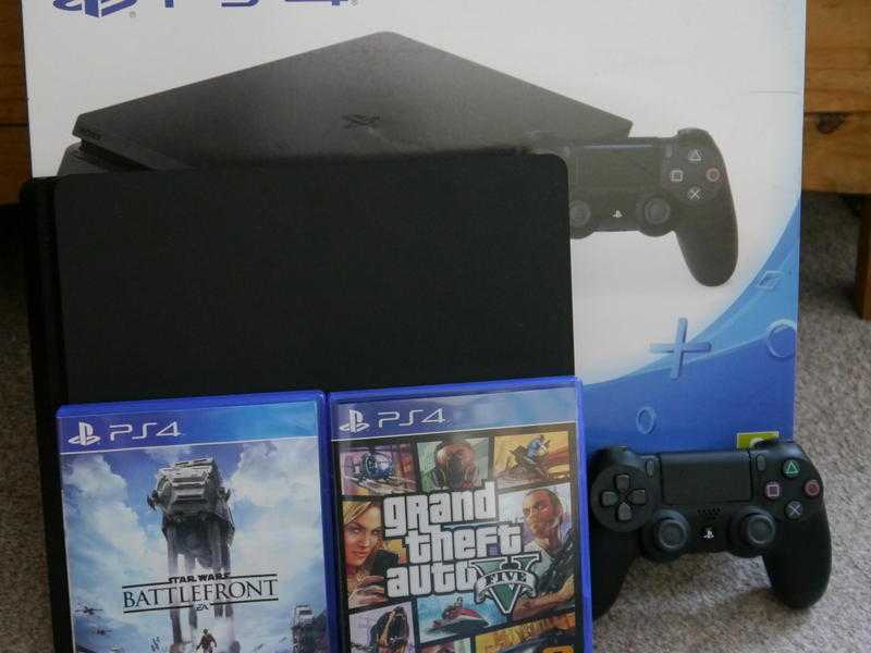 QUICK SALE BRAND NEW PS4 SLIM (Jet Black)  GTA V  STARWARSBTLF  220 ONO