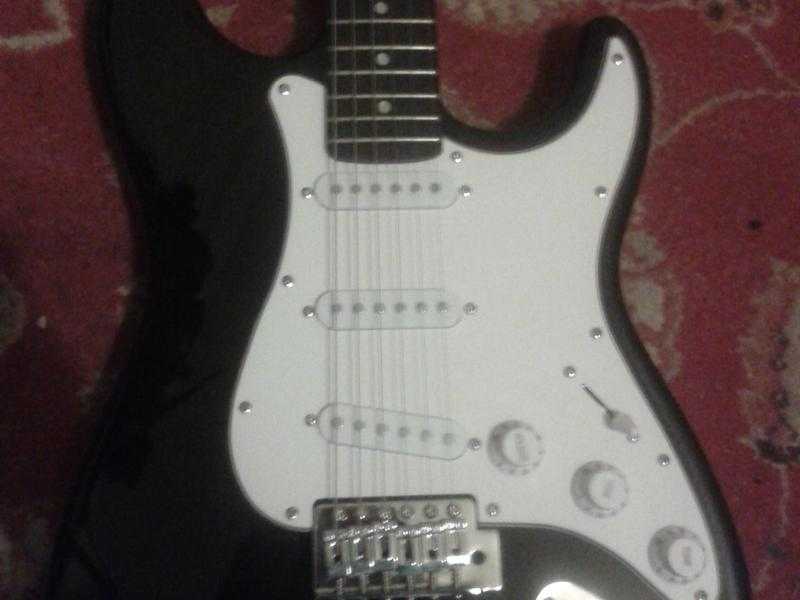 quotElevationquot 6 string electric guitar.  Black.  Strat copy