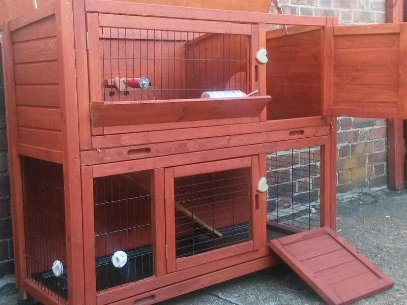 RABBIT HUTCH GUINEA PIG HUTCHES RUN RUNS LARGE 2 TIER DOUBLE DECKER FERRET CAGE