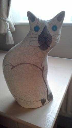 Raku Fired Cat Figurine