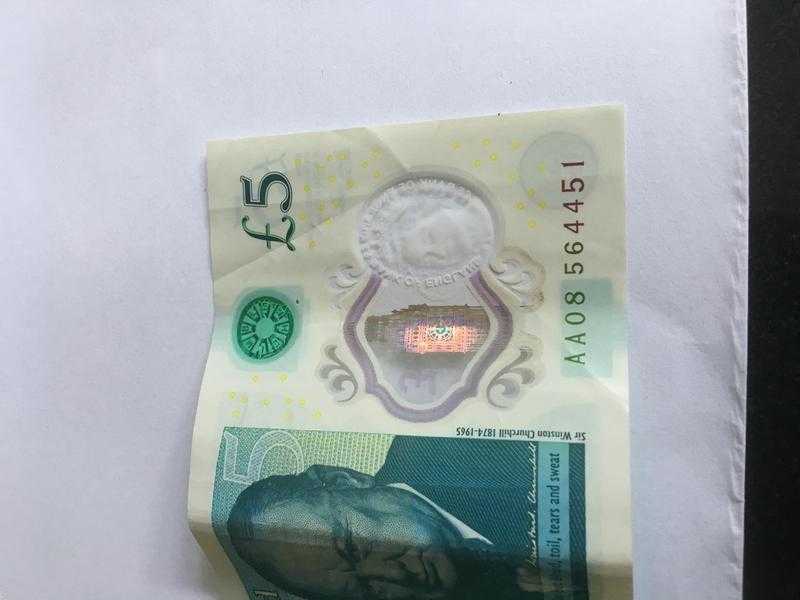 Rare 5 note AA08 serial number