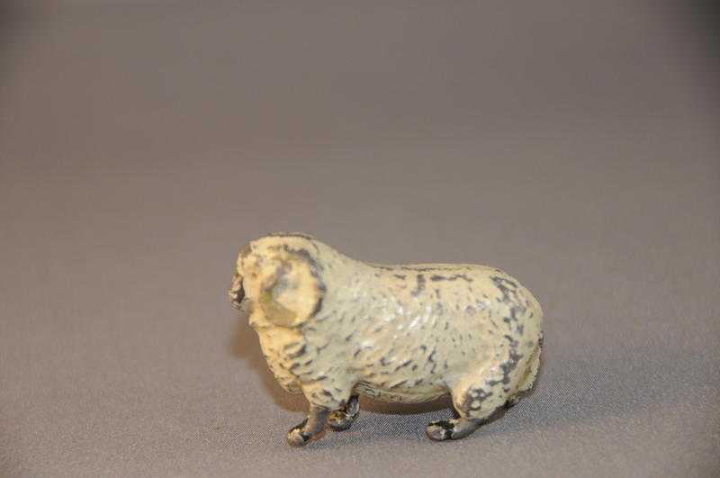 Rare Exmoor Horned Ram c.1923 Vintage Britains Ltd Hollow Cast Lead Toy Animal Model 597 Home Farm