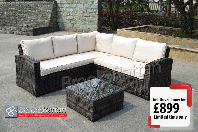 Rattan Garden Corner Sofa Set With Storage  Free Delivery