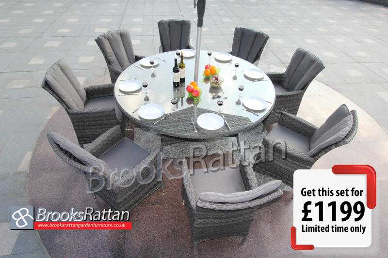 Rattan Garden Furniture 8 Seat Round Dining Set  Free Delivery