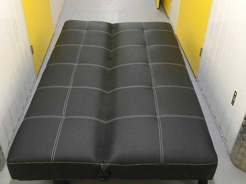 Real Leather Sofa Bed - Black