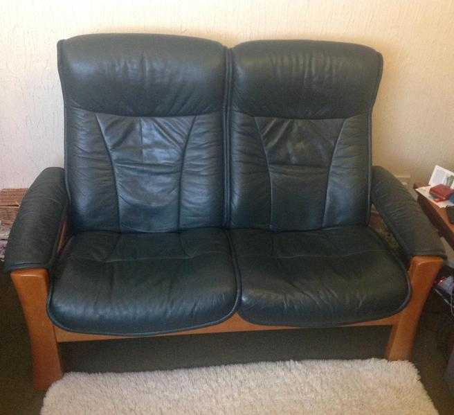 Real leather two seater settee by Stressless