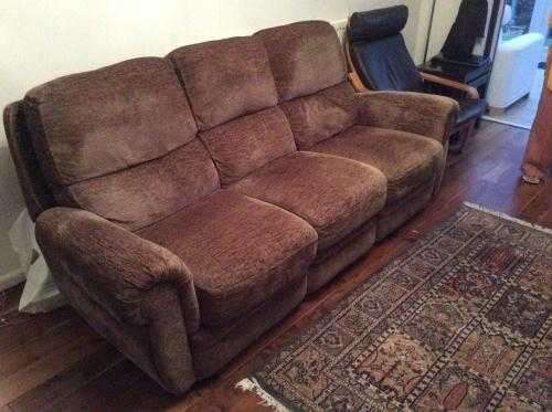 Recliner brown three seater sofa