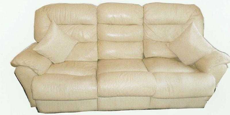 reclining ivory leather three piece suite