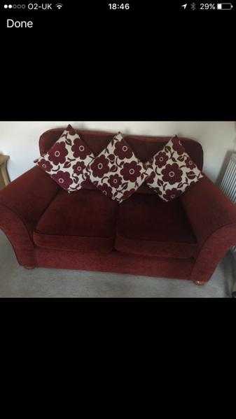 Red fabric 2 seater sofa