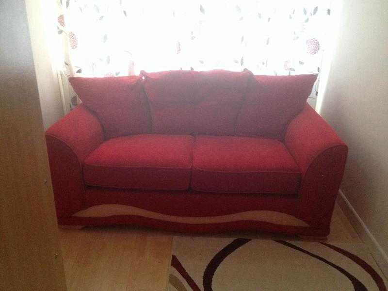 Red fabric sofa bed