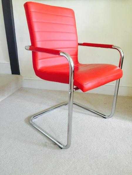 red faux leather office chair