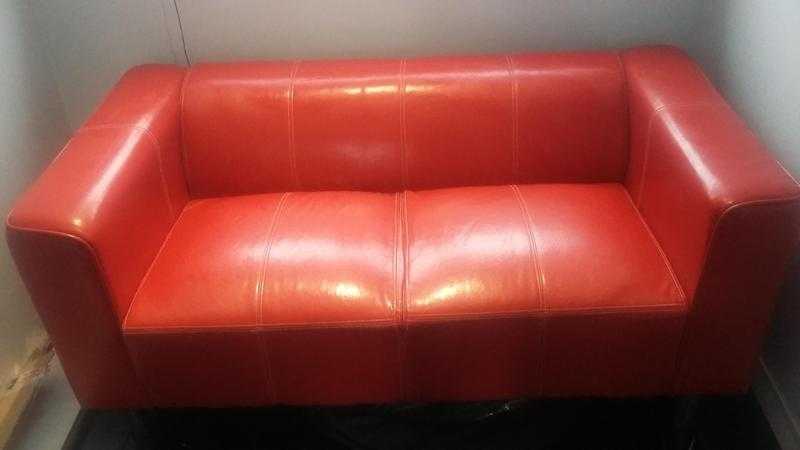 Red faux leather settee