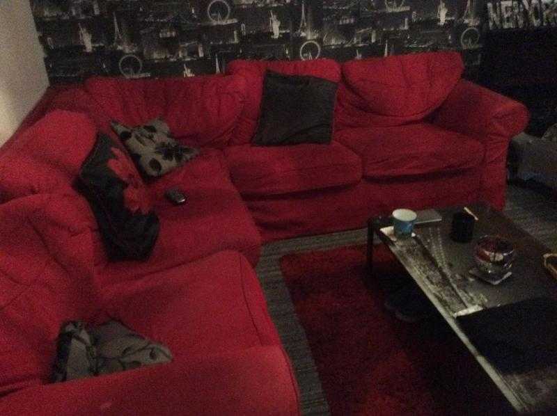 Red ikea corner sofa