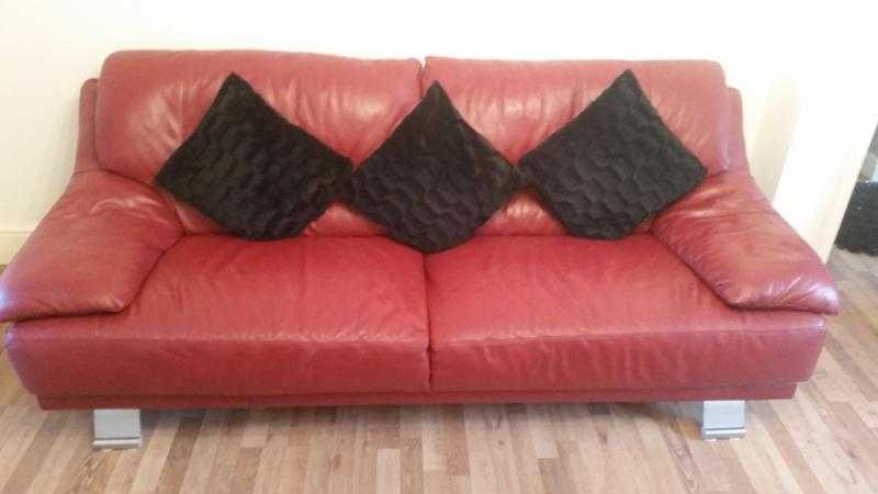 red leather 3 piece suite