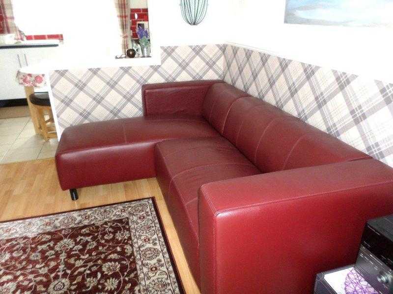 red leather corner suite
