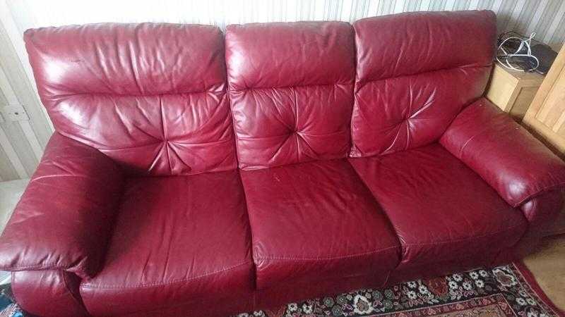 Red Leather Sofa (3 Seater)