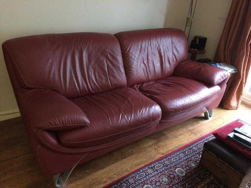 red leather sofa