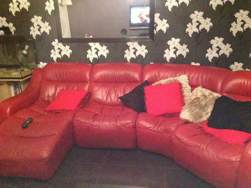 Red leather sofa