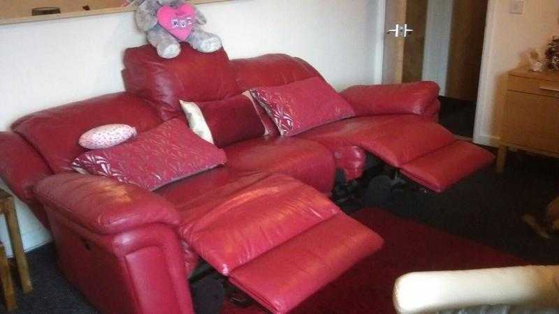 Red leather sofa great condition