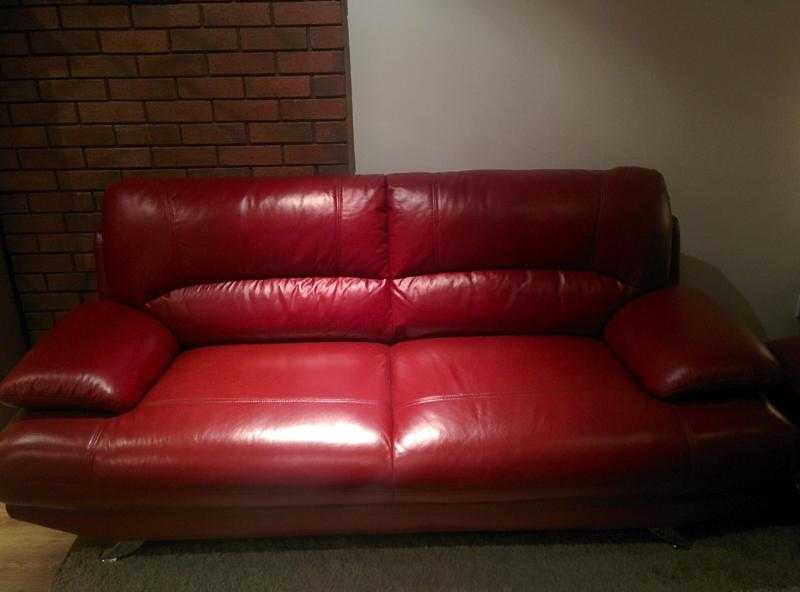 Red Leather Sofas - excellent condition