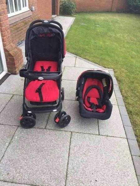 Red obaby pram