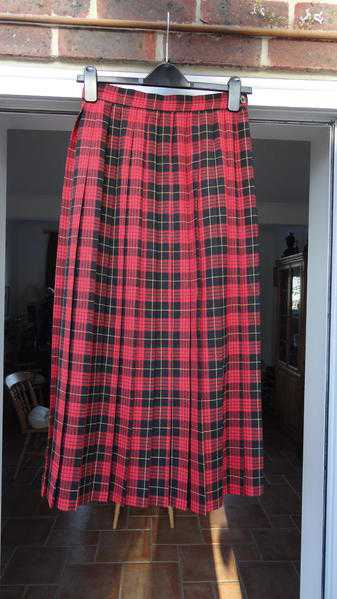 Red Tartan Pleated Skirt