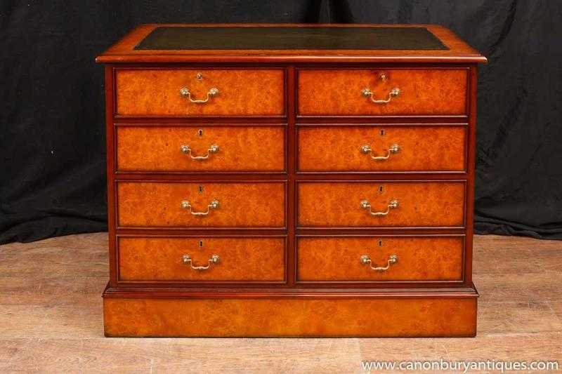 Regency Walnut Filing Cabinet Chest Drawers Office Furniture