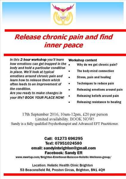 Release chronic pain and find inner peace - 2 hour workshop on Saturday, 17th September