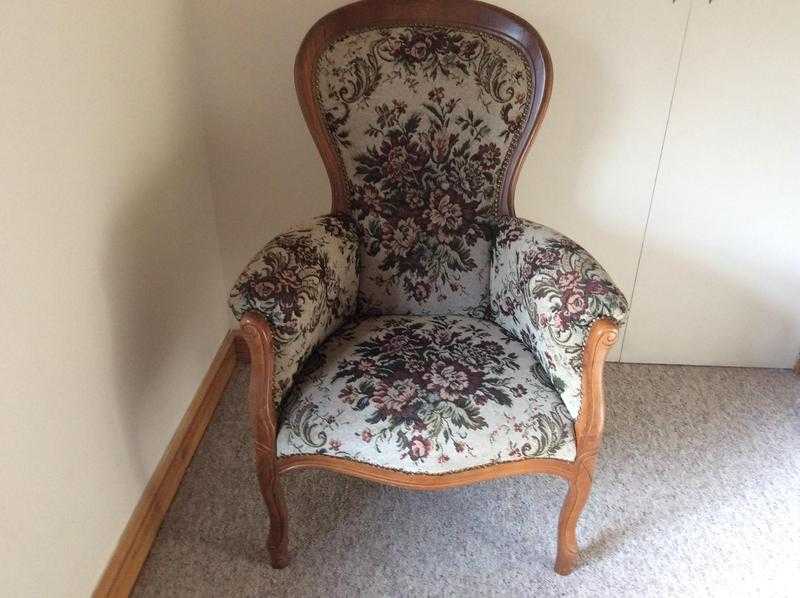 Reproduction Tapestry Chair with padded arms. VGC