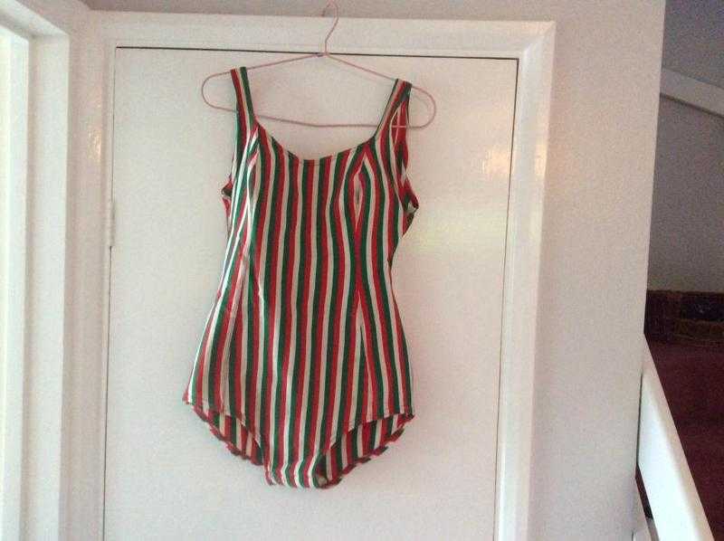 Retro stripe swimsuit.