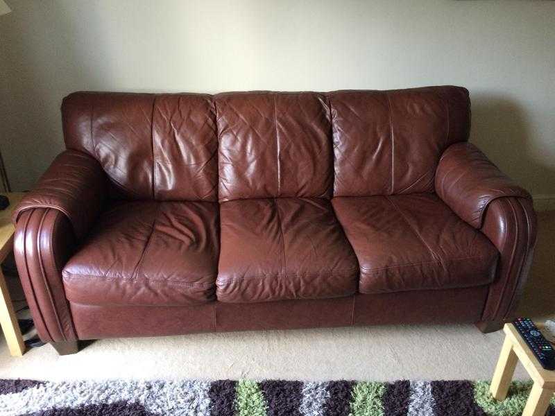 Rich brown 3seater leather sofa