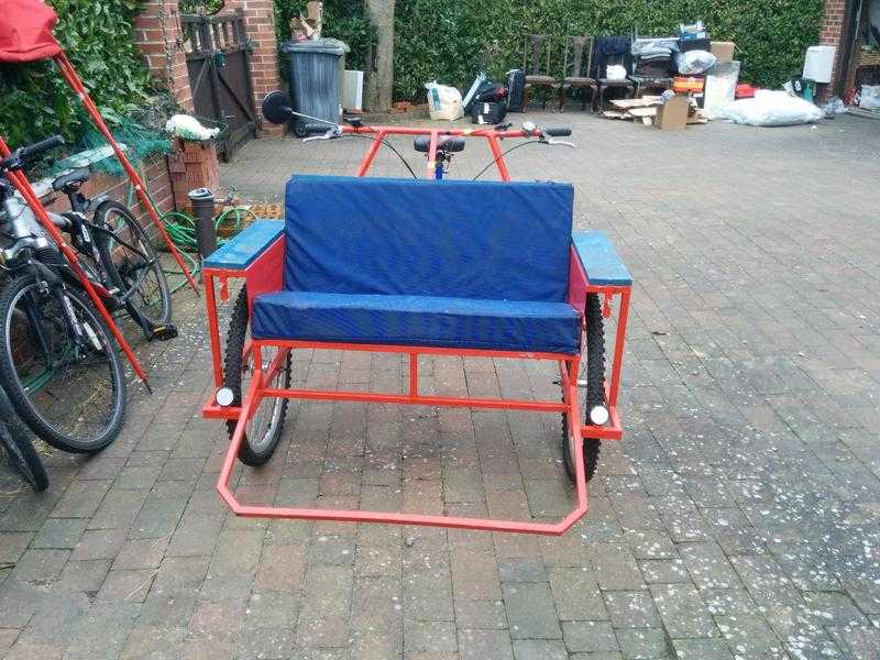 Rickshaw with padded seats and canopy, 18 speed