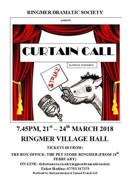 Ringmer Dramatic Society presents 039Curtain Call039, a comedy by Bettine Manktelow