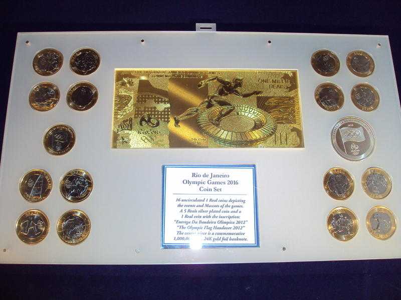 Rio 2016 Olympic Games Commemorative coins in frame.