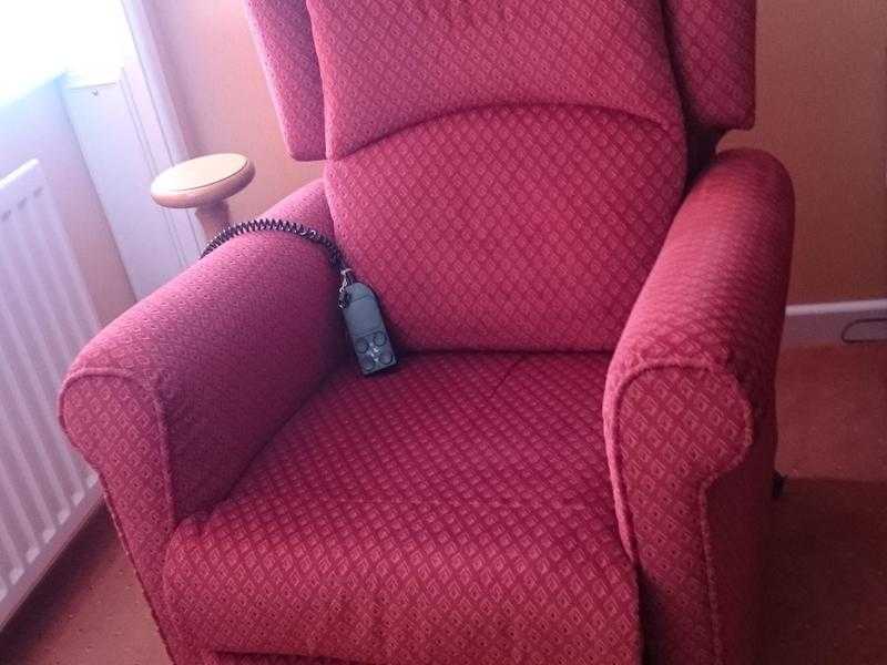 Riser  Recliner Armchair, Red Diamond Pattern, Dual Controls