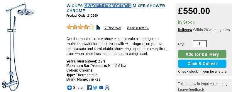 Rivage Thermostatic Mixer Shower Chrome