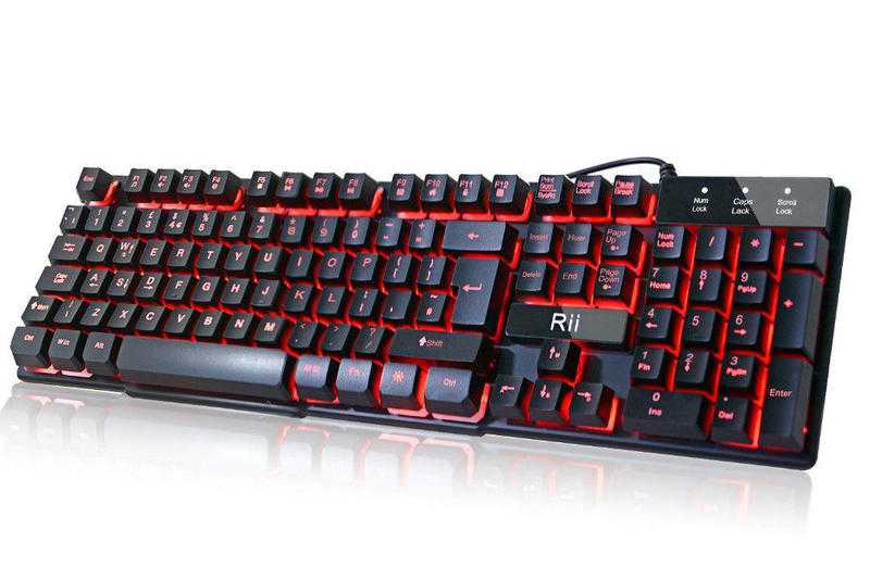 RK100 3 Color LED Backlit Mechanical Feeling Gaming Keyboard Black UK Layout