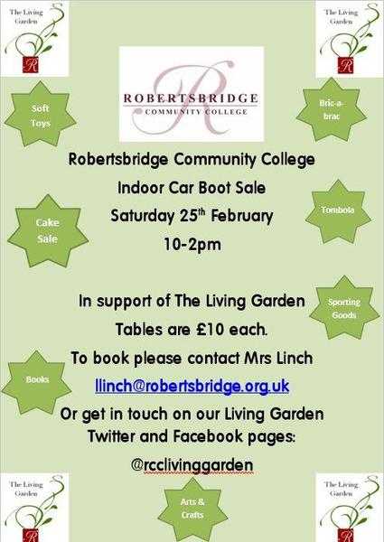 Robertsbridge Community College Indoor Boot Fair.