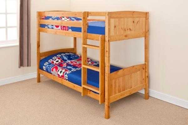 ROBIN BUNK BED IN CARAMEL WITH BUDGET MATTRESSES