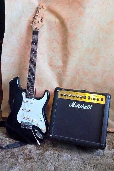ROCKBURN electric guitar and Marshall MG15 amp