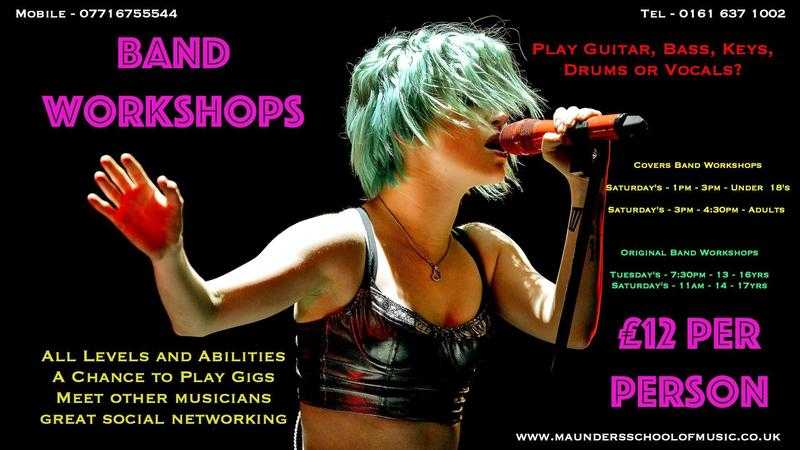 RockPop Band Workshops for 12yr to 17yr old and Adults